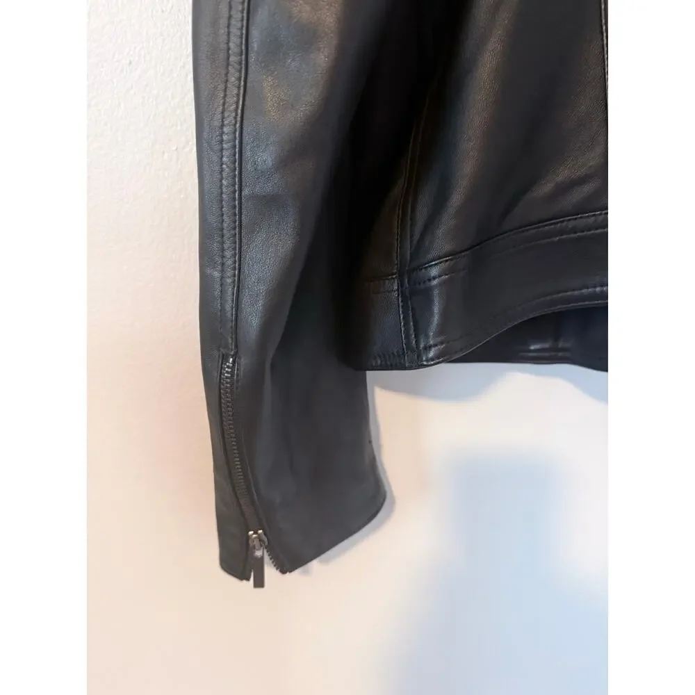 PONTE VECCHIO supple black 100% leather lambskin (?) moto Italian jacket coat - Picture 7 of 12